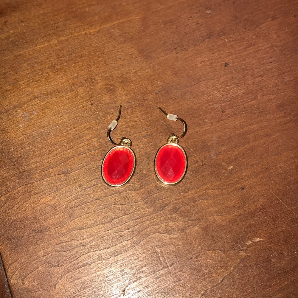 Red drop earrings NWOT